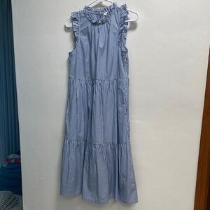 J. Crew Blue and White Striped Midi Dress